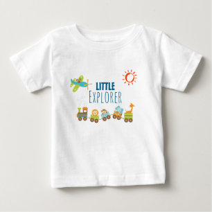 Animal Toy Train and Aeroplane Little Explorer Baby T-Shirt