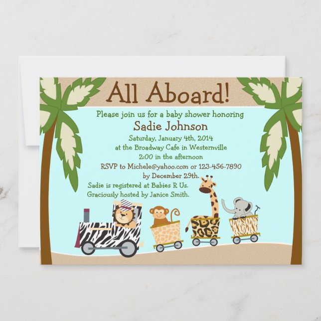 Animal Train Baby Shower Invitation (Front)
