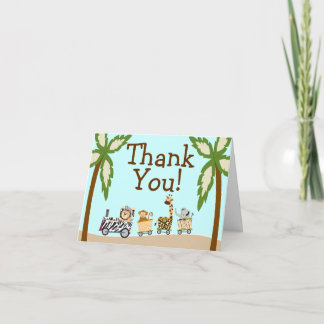 Animal Train Baby Shower Thank You Notecard