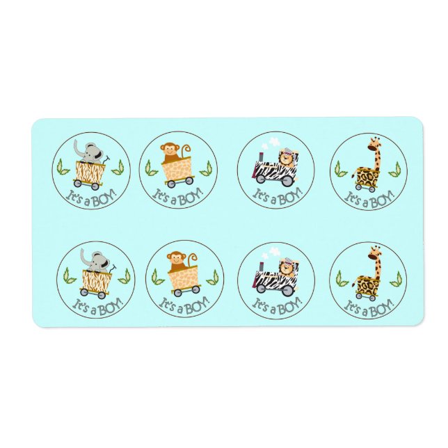 Animal Train Chocolate Kiss Favour Stickers (Front)