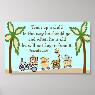 Animal Train Christian Bible Verse Wall Poster