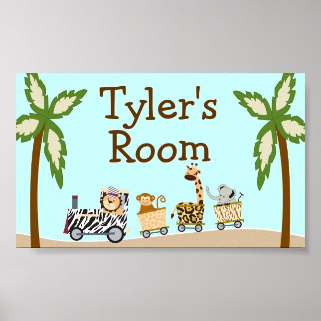 Animal Train Customised Name Wall Poster (Front)