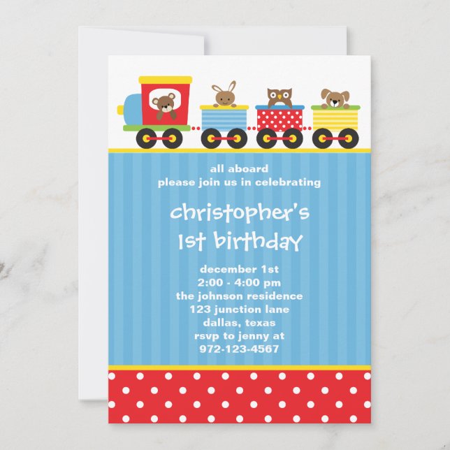 Animal Train Invitations (Front)