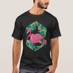 Animal Tropical Flowers Bird Floral Pink Flamingo T-Shirt