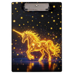 Animal unicorn fantasy gold luminous stars clipboard