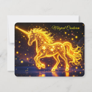 Animal unicorn fantasy gold luminous stars invitation
