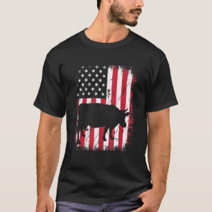 Animal Vintage American Flag 4th Of July Dairy Cow T-Shirt