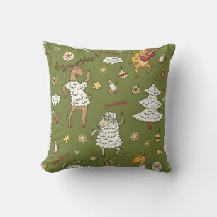 animal vintage Christmas sheep Cushion