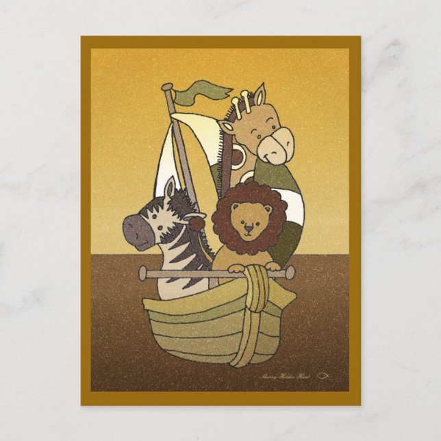 Animal Voyage - Chocolate Baby Shower Invitation Postcard (Front)