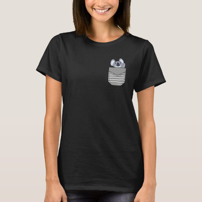 Animal Waving Koala In Pocket T-Shirt (Front)