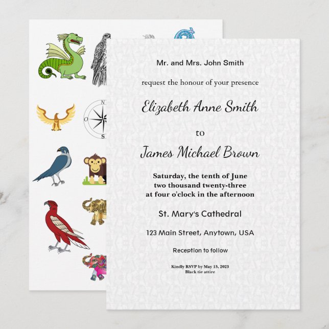 Animal Wedding Invitation Safari Jungle Wildlife (Front/Back)