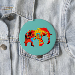 Animal Welfare - Elephant Silhouette Fractal 1 10 Cm Round Badge
