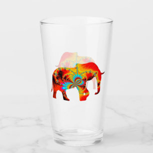 Animal Welfare - Elephant Silhouette Fractal 1 Glass
