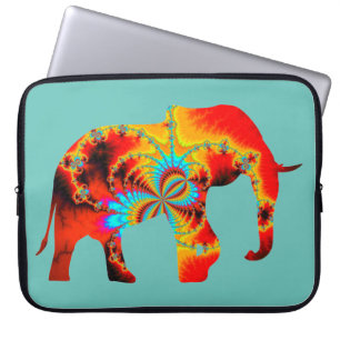 Animal Welfare - Elephant Silhouette Fractal 1 Laptop Sleeve