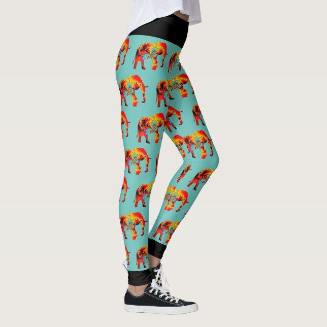 Animal Welfare - Elephant Silhouette Fractal 1 Leggings (Right)