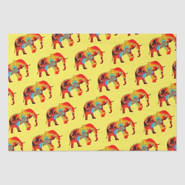 Animal Welfare - Elephant Silhouette Fractal 1 Tissue Paper (Front)