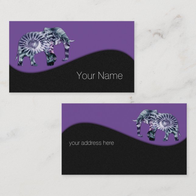 Animal Welfare - Elephant Silhouette Fractal 2 Business Card (Front/Back)