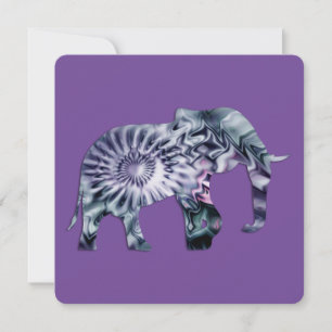 Animal Welfare - Elephant Silhouette Fractal 2 Card