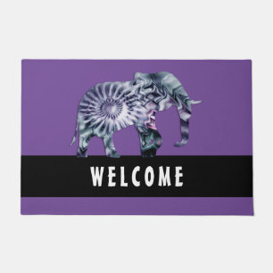 Animal Welfare - Elephant Silhouette Fractal 2 Doormat