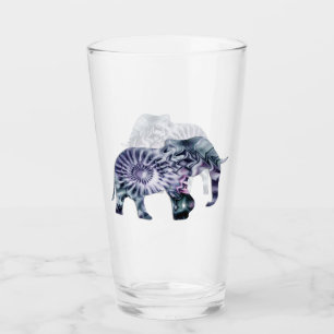 Animal Welfare - Elephant Silhouette Fractal 2 Glass