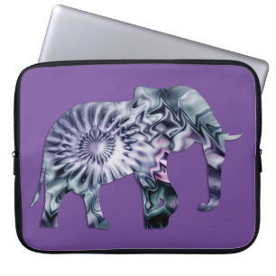 Animal Welfare - Elephant Silhouette Fractal 2 Laptop Sleeve