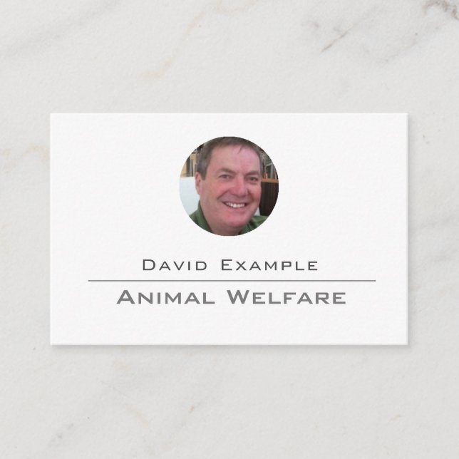 Animal Welfare with Photo of Holder Business Card (Front)