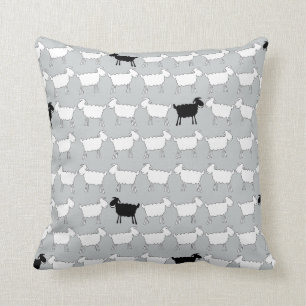 Animal white sheep & the black sheep throw pillow