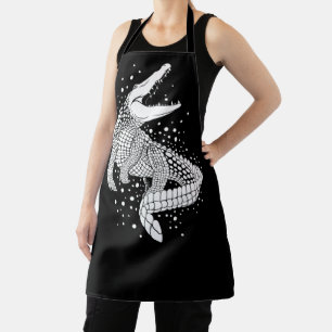 Animal White Silhouette - Crocodile Apron