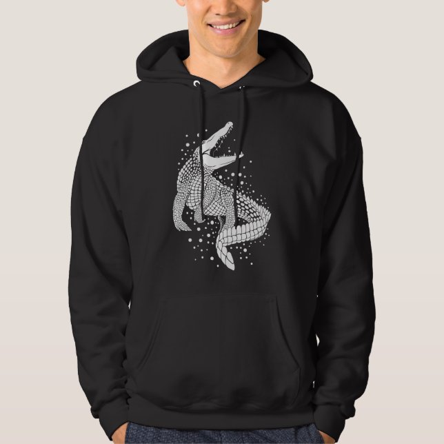 Animal White Silhouette - Crocodile Hoodie (Front)