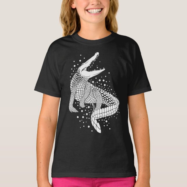 Animal White Silhouette - Crocodile T-Shirt (Front)
