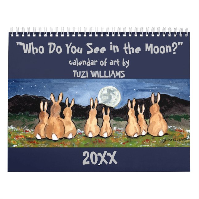 Animal Wildlife Moon Any Year Calendar Art Rabbit (Cover)