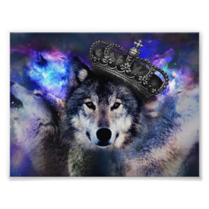 Animal wolf in crown photo print