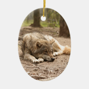 Animal Wolf Peace Love Wild Country Nature Ceramic Tree Decoration