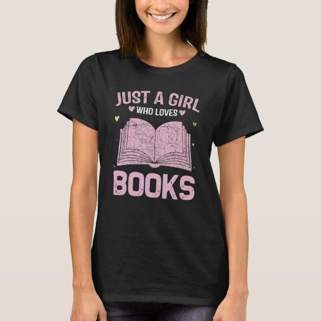 Animal   Women Just A Girl Who Loves Books T-Shirt (Front)