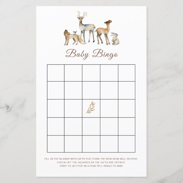 Animal Woodland Baby Bingo Game (Front)