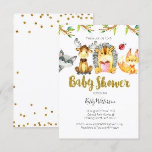 Animal Woodland Creatures Baby Shower Invite