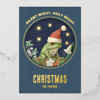 Animal Woodland real foil Christmas Card - Frog