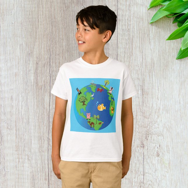 Animal World Map Cute Wildlife Illustration  T-Shirt (Creator Uploaded)