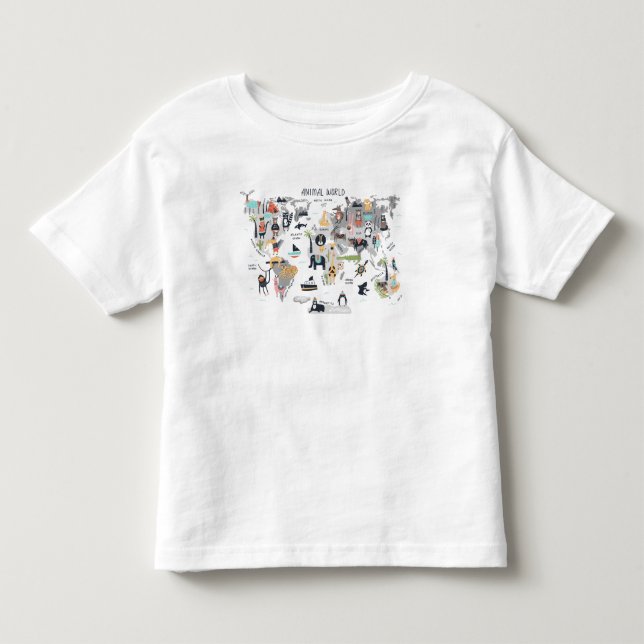 Animal World Map Toddler T-Shirt (Front)