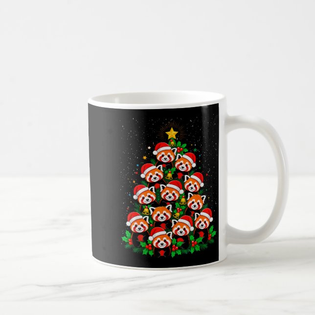 Animal Xmas Tree Santa Hat Red Panda Christmas  Coffee Mug (Right)