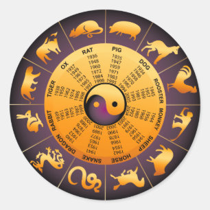 Animal Yin Yang Classic Round Sticker