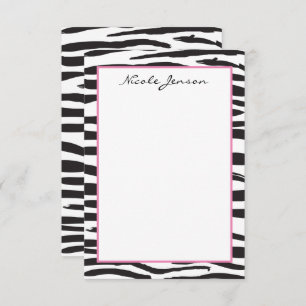 Animal Zebra Print Personalised Note Cards