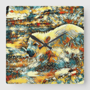 AnimalArt_Bear_010 Square Wall Clock