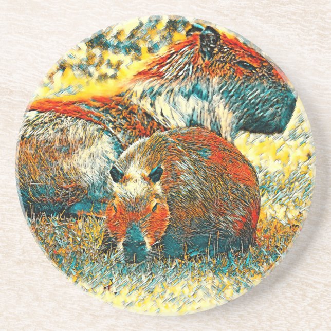 AnimalArt_Capybara_004 Coaster (Front)