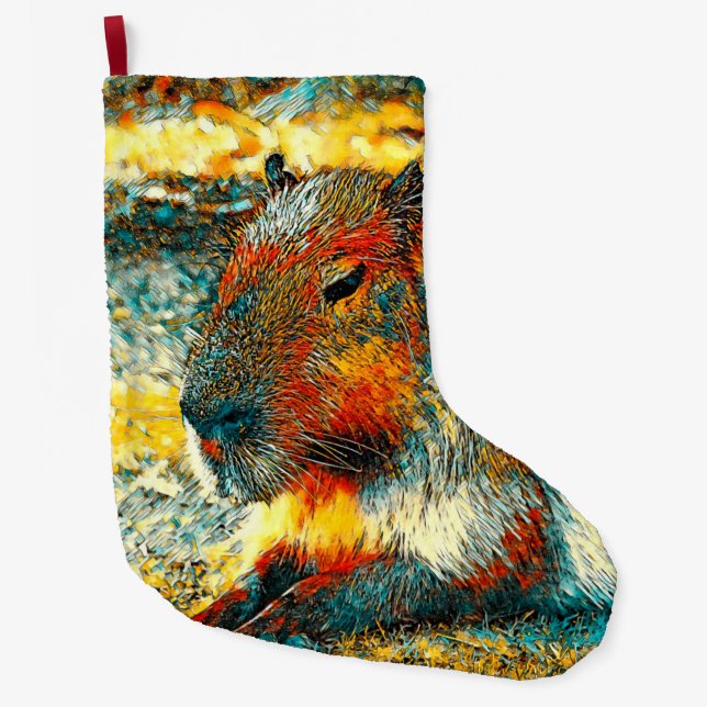 AnimalArt_Capybara_006 Large Christmas Stocking (Front)
