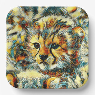 AnimalArt_Cheetah_002 Paper Plate