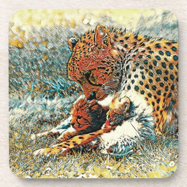 AnimalArt_Cheetah_015 Coaster (Front)