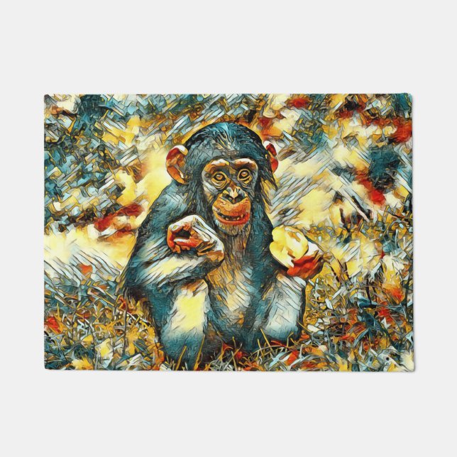 AnimalArt_Chimpanzee_003 Doormat (Front)