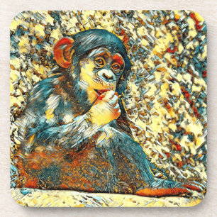 AnimalArt_Chimpanzee_005 Coaster