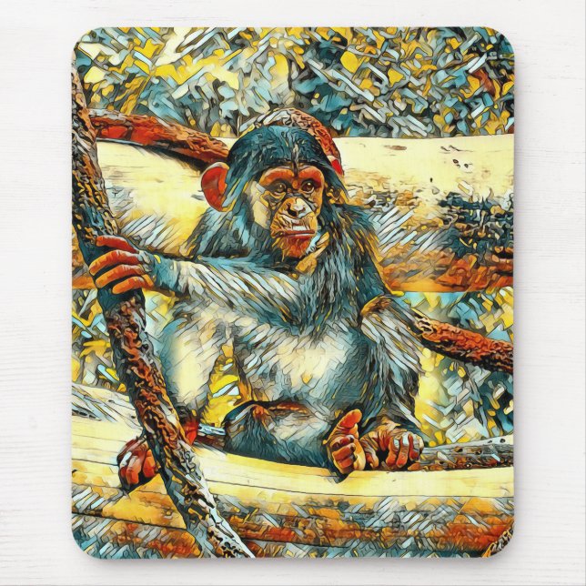 AnimalArt_Chimpanzee_011 Mouse Mat (Front)